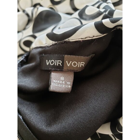 Voir Voir geometric print, back sash drape, high neck, sleeveless dress, size 8 - Picture 8 of 9